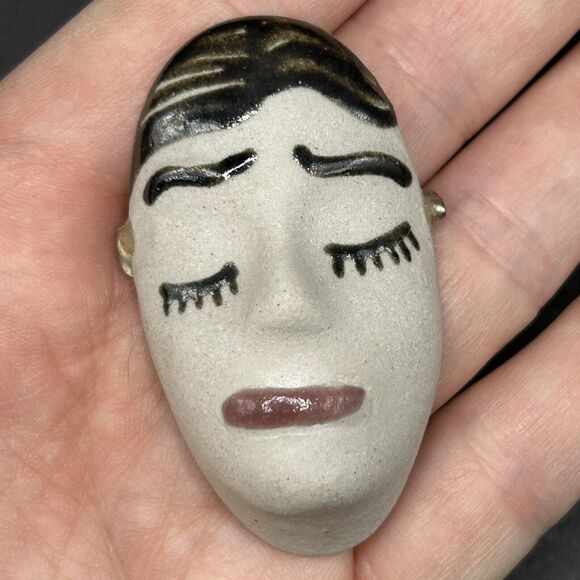 Las Mascaritas Face Mask Pin Brooch Corachol Imports Women Artisan Made Mexico - Picture 6 of 7